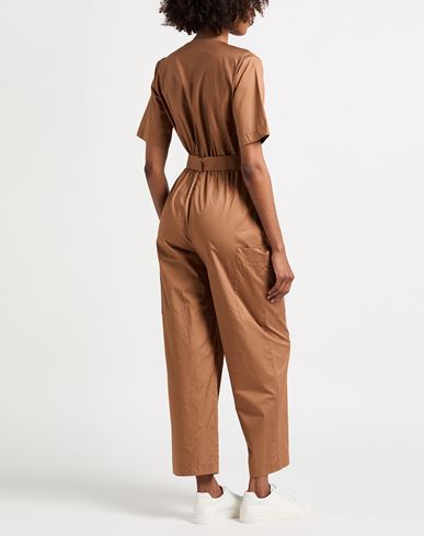 Woman Jumpsuit Brown Size 6 Cotton