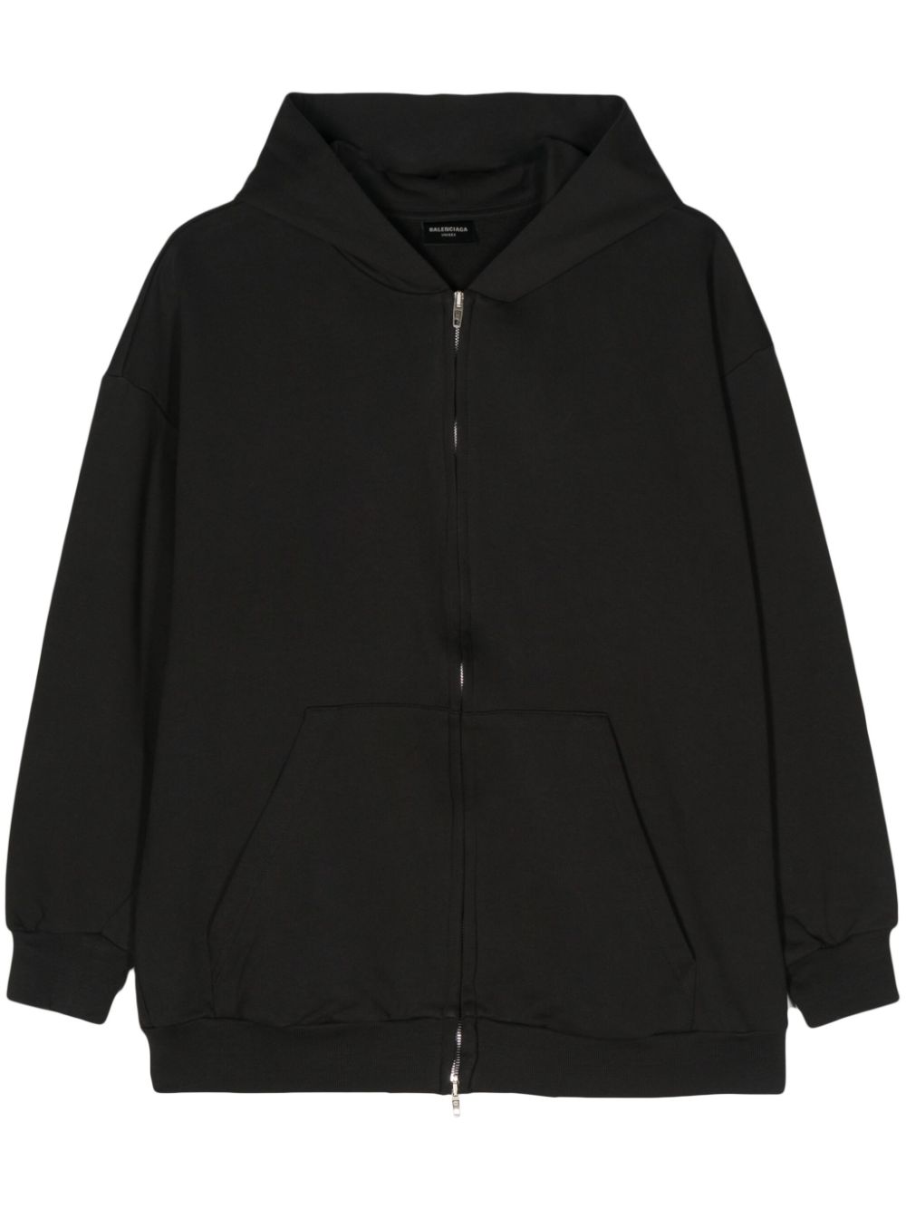 Crystal-logo zip-up hoodie - Black