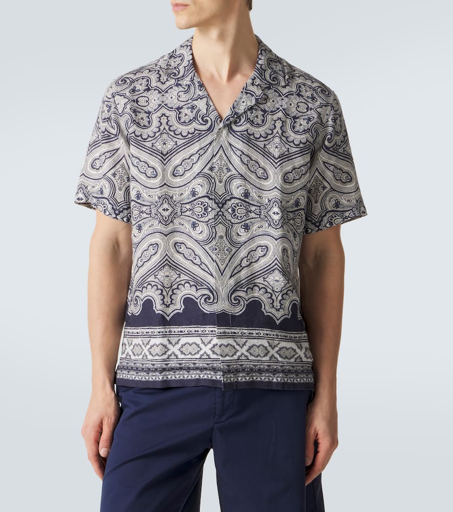 Maitan paisley linen bowling shirt