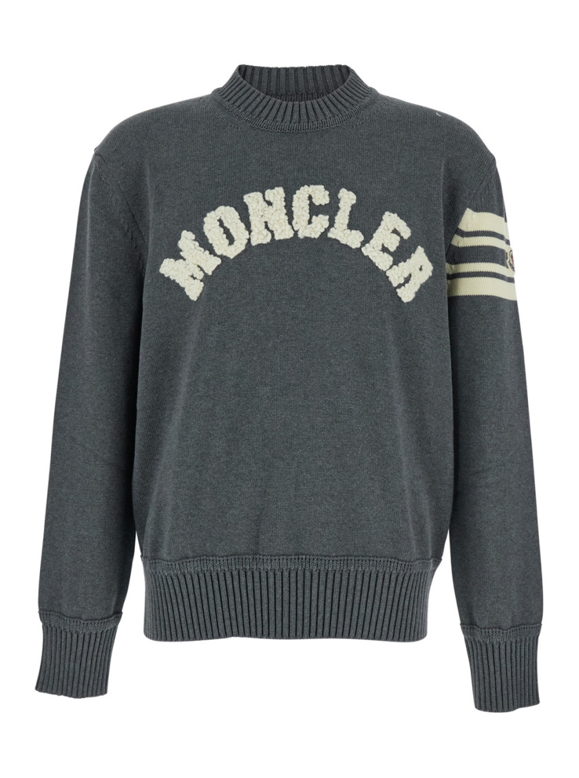 Grey Crew Neck Logo Sweater