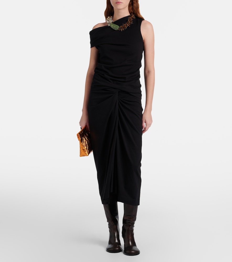 Gathered cotton midi skirt
