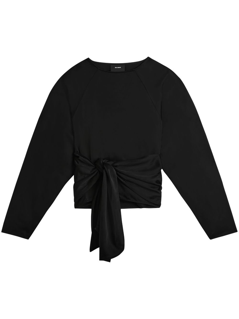 Diana tie-front satin top - Black