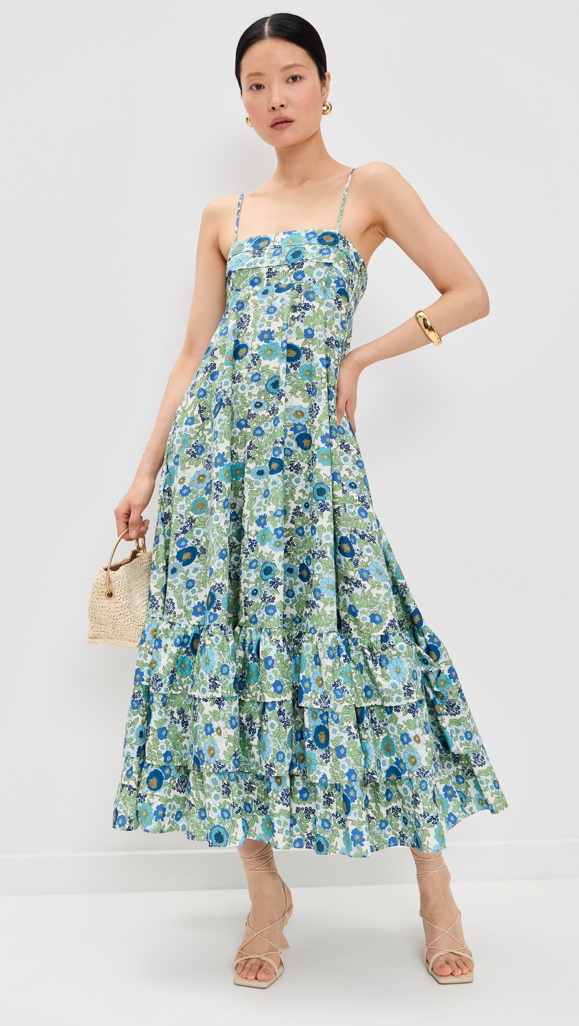 ALÉMAIS Pam Tiered Midi Dress Blue