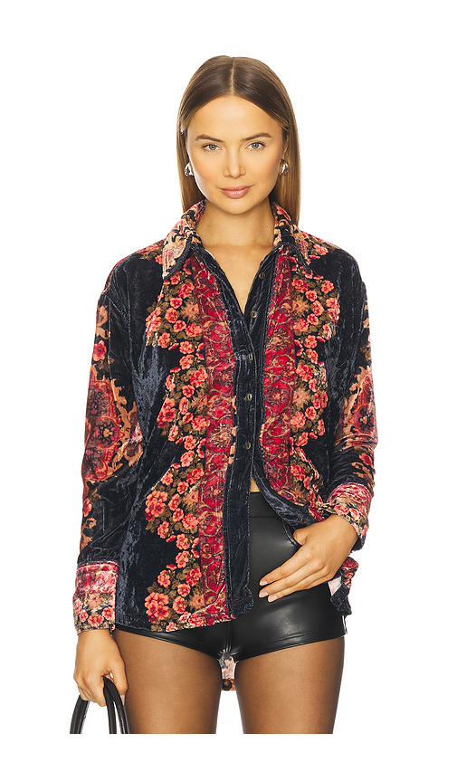 Free People x We The Free One Night Velvet Top In Night Owl Combo in Night Owl Combo. XL also in L, M