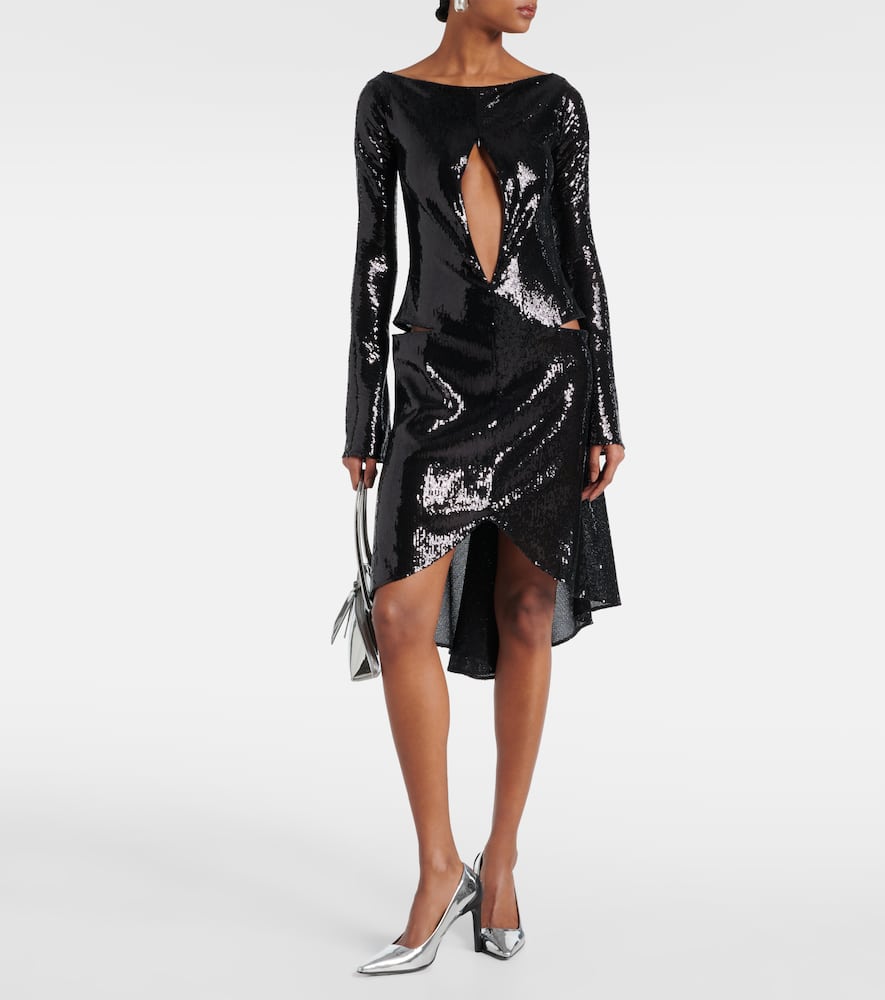 Courrèges Ellipse sequined cutout midi dress