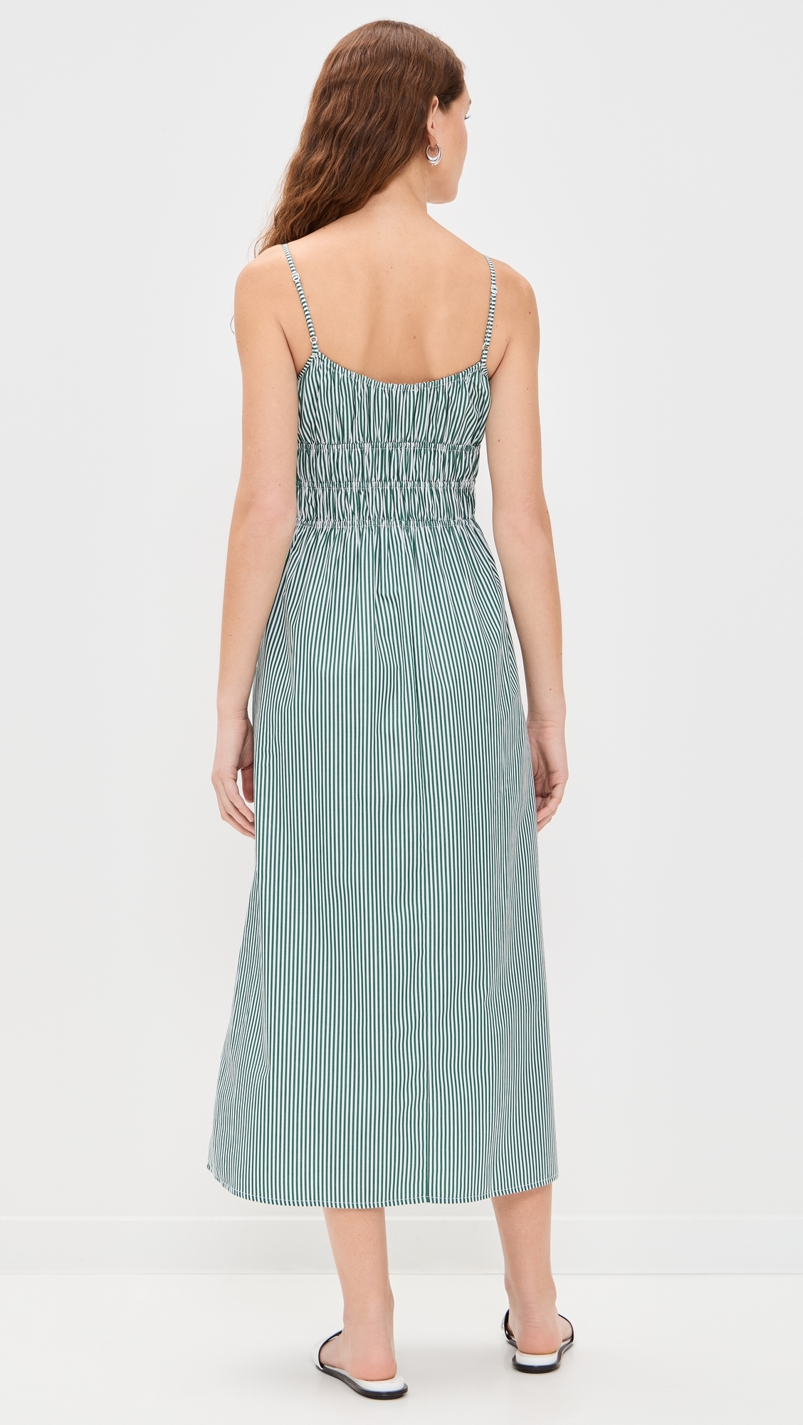 FAITHFULL THE BRAND Marianne Midi Dress Green Stripe