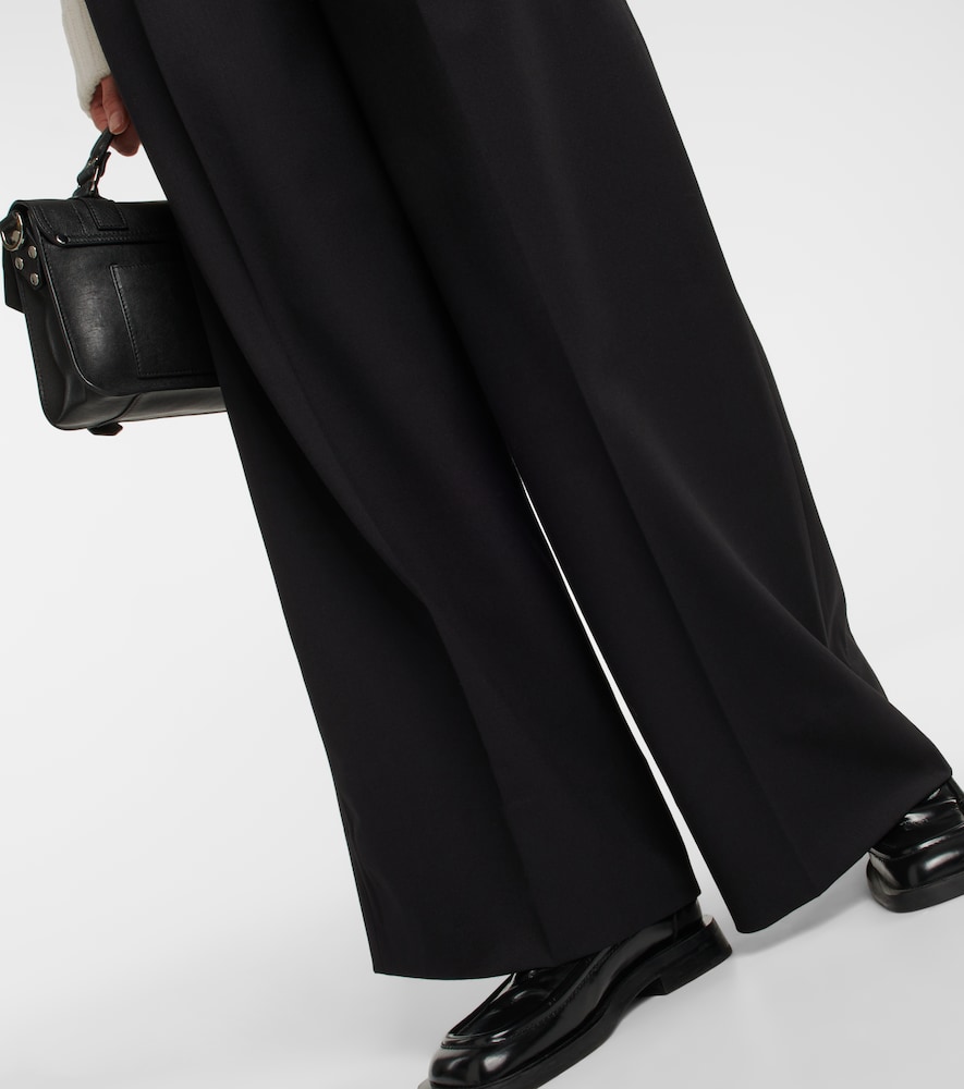 High-rise wide-leg wool-blend pants