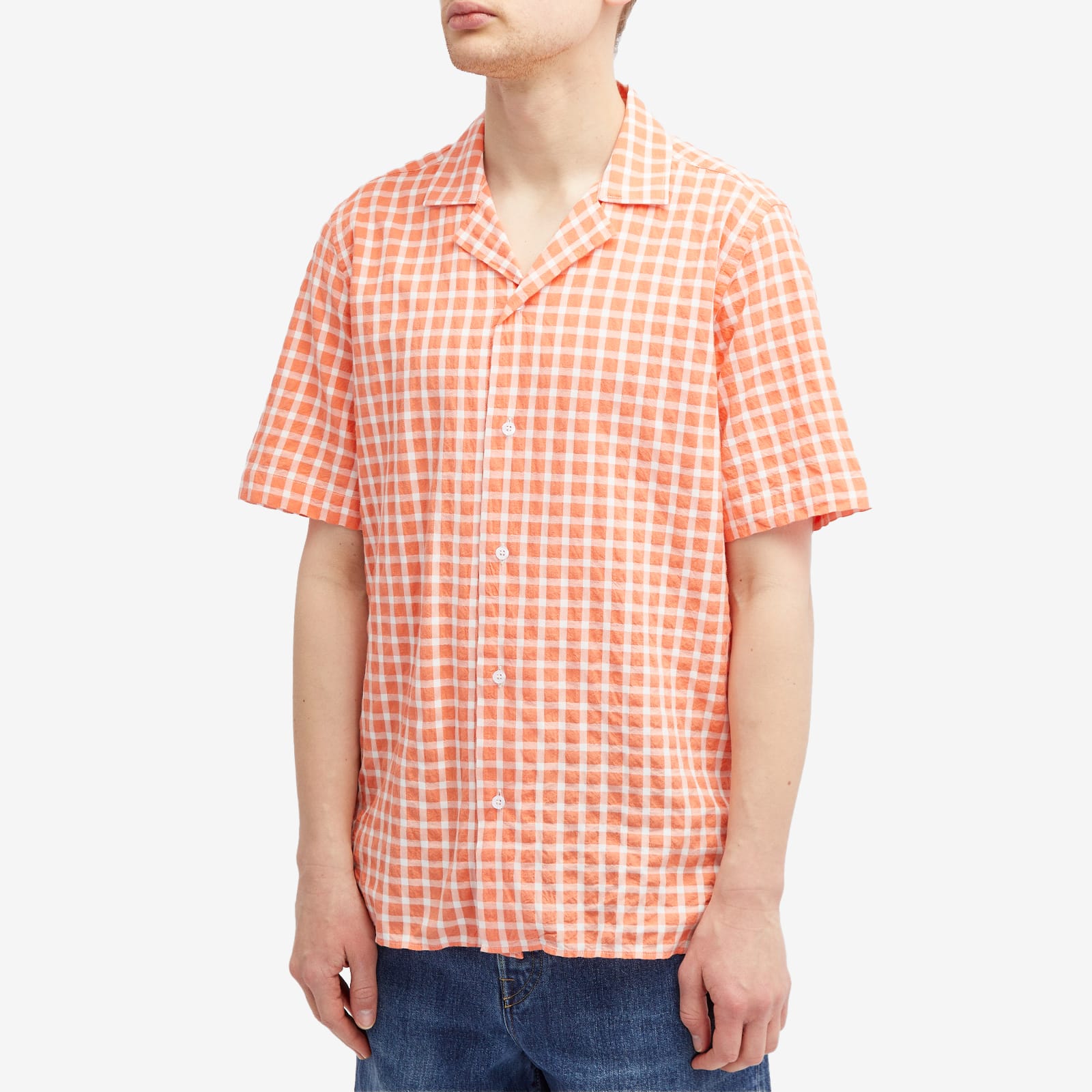 Armor-Lux Men's Check Vacation Shirt in Coral