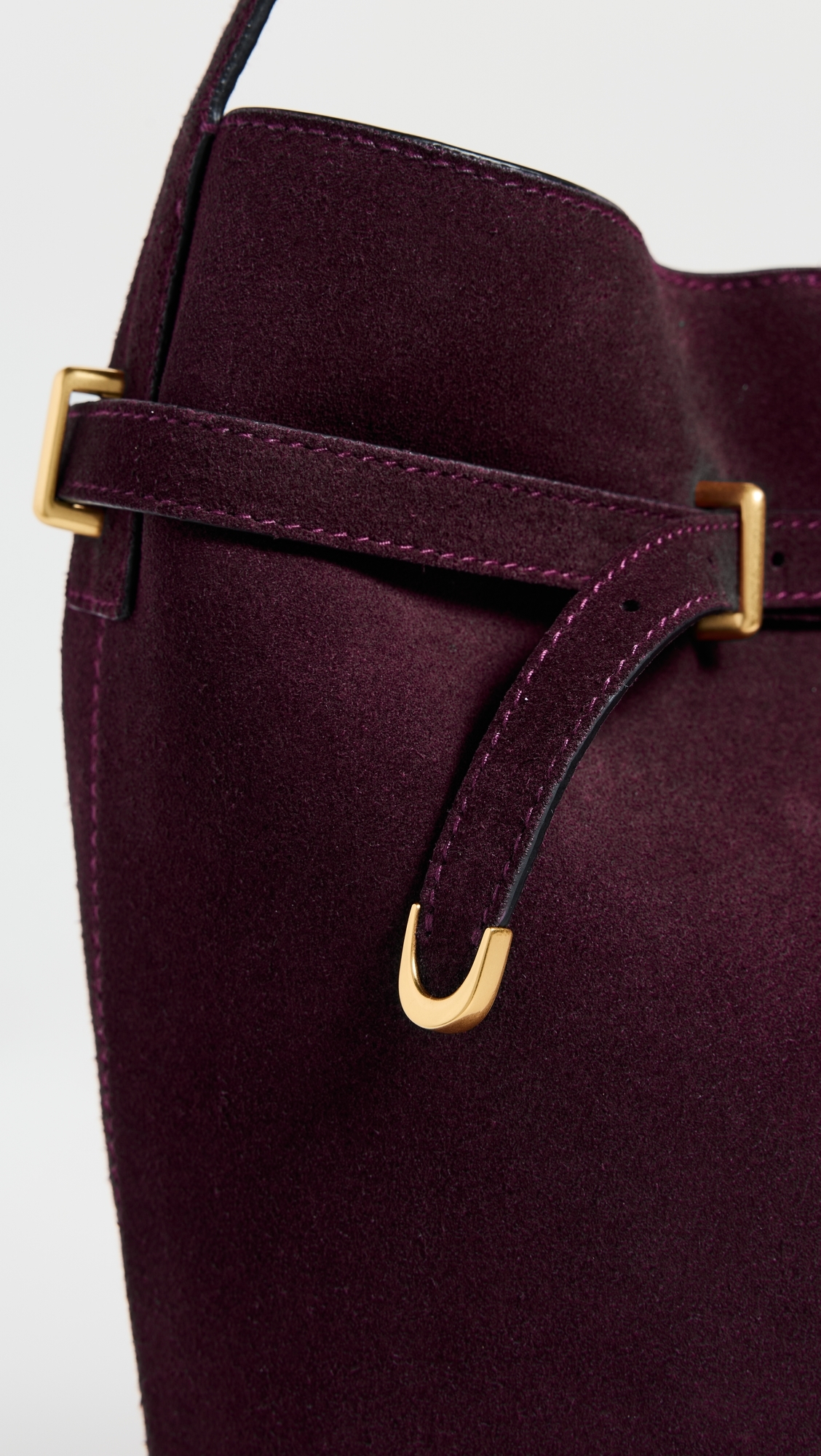 The Essential Belted Bucket Tote In Suede Dark Burgundy One Size