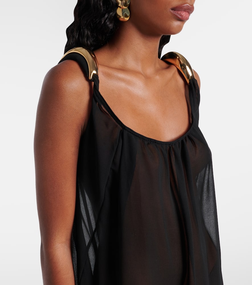Holiday embellished chiffon maxi dress