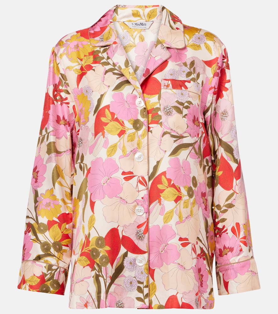 Alan floral silk satin shirt
