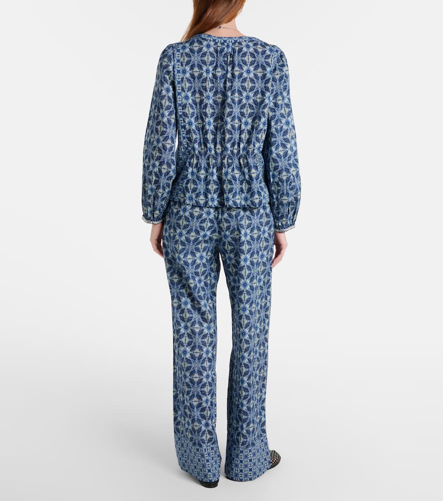 Kendra printed cotton wide-leg pants