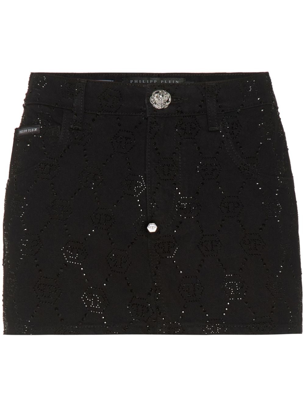 Monogram denim skirt - Black