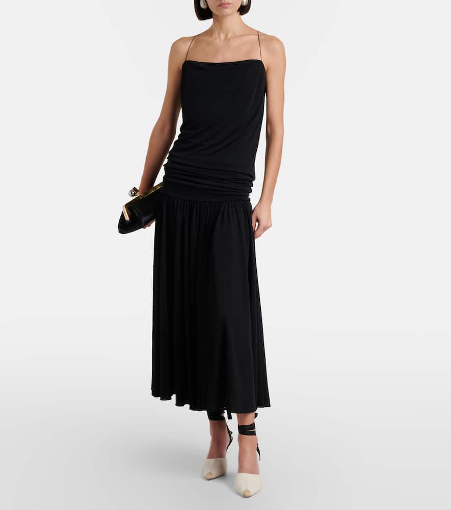 Abiha gathered jersey midi dress