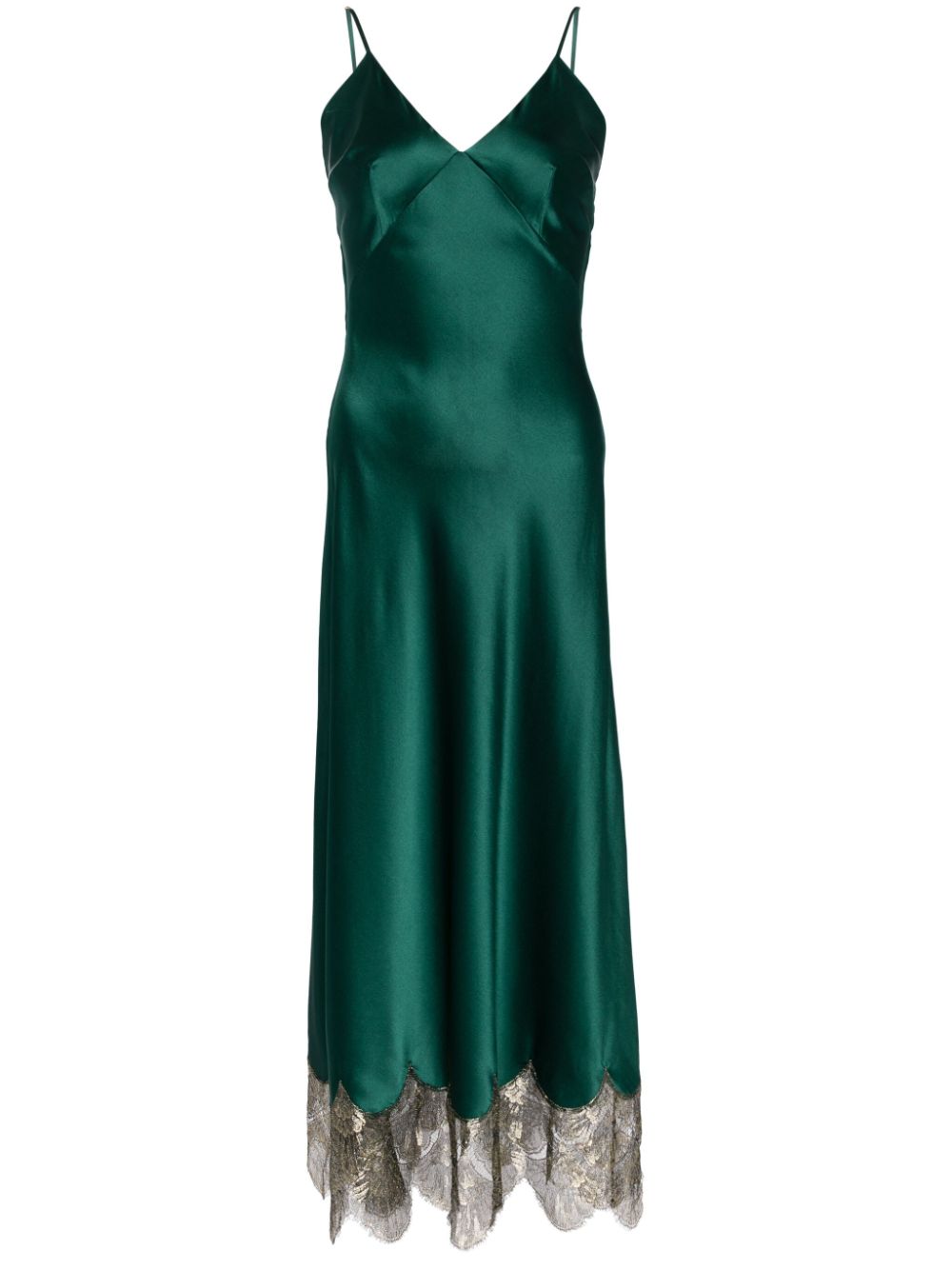 Emerald green V- neck dress