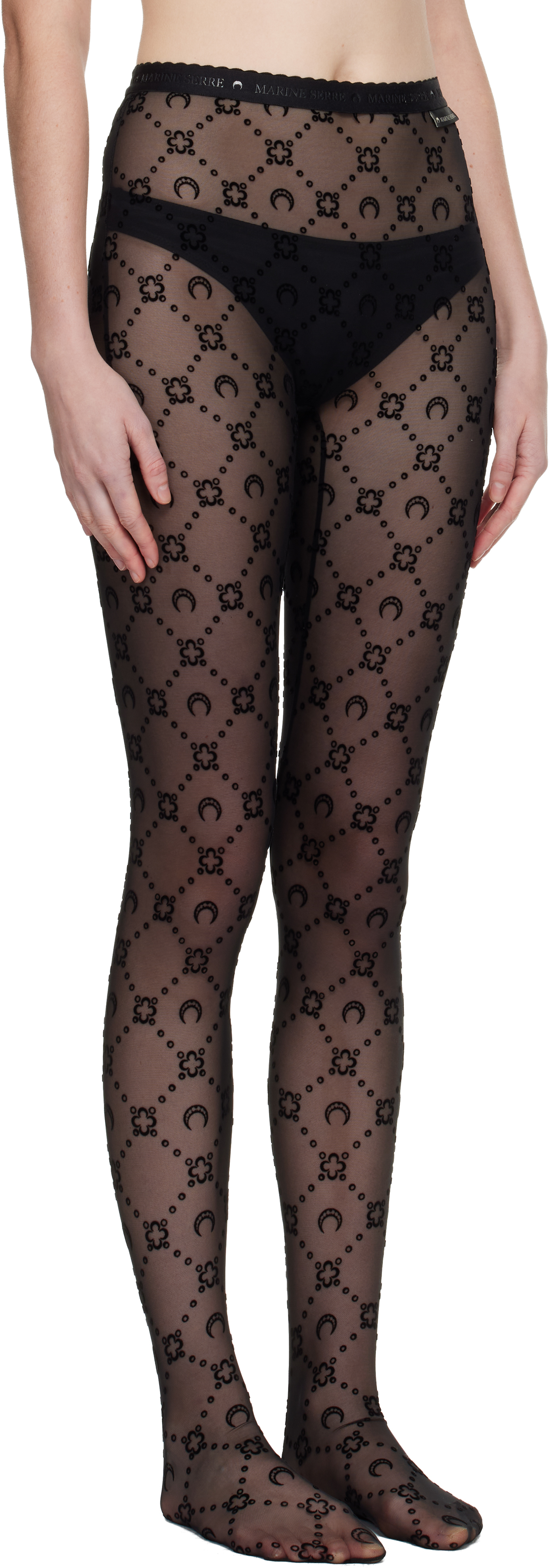 Black Recycled Mesh Flock Tights