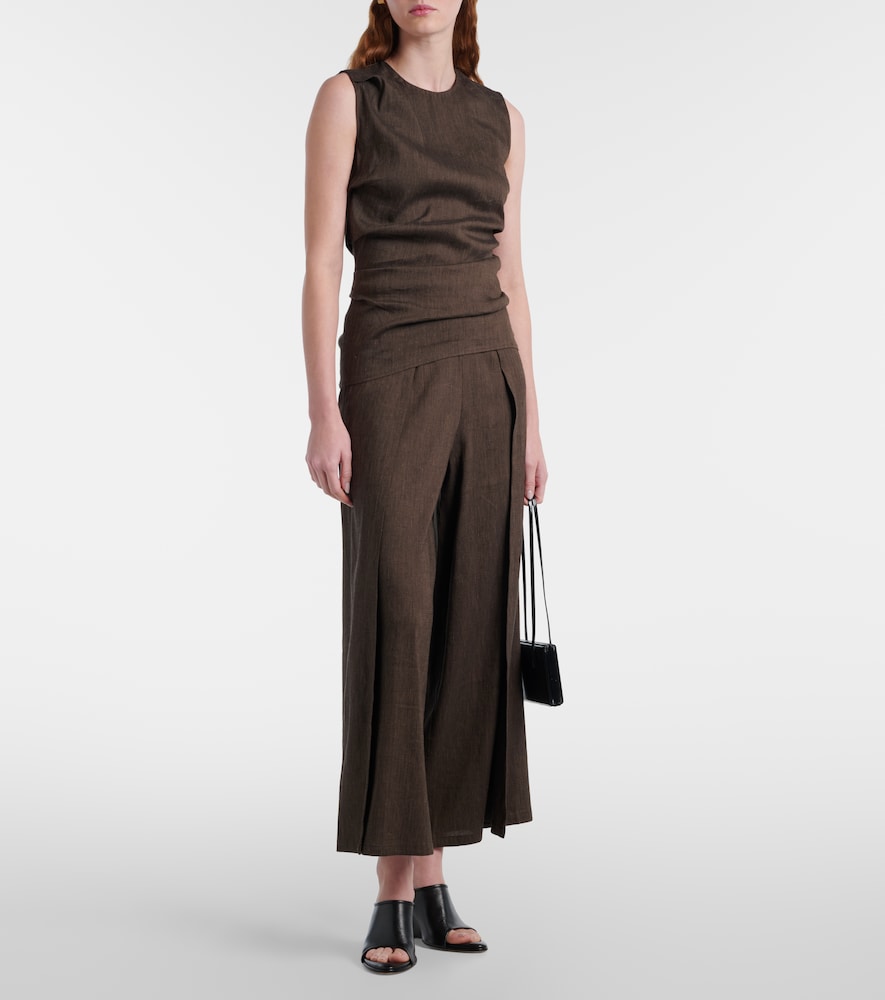 Calla linen-blend wide-leg pants