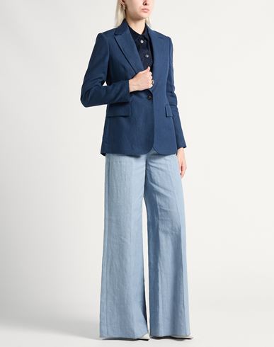 Woman Blazer Navy Size 2 Linen