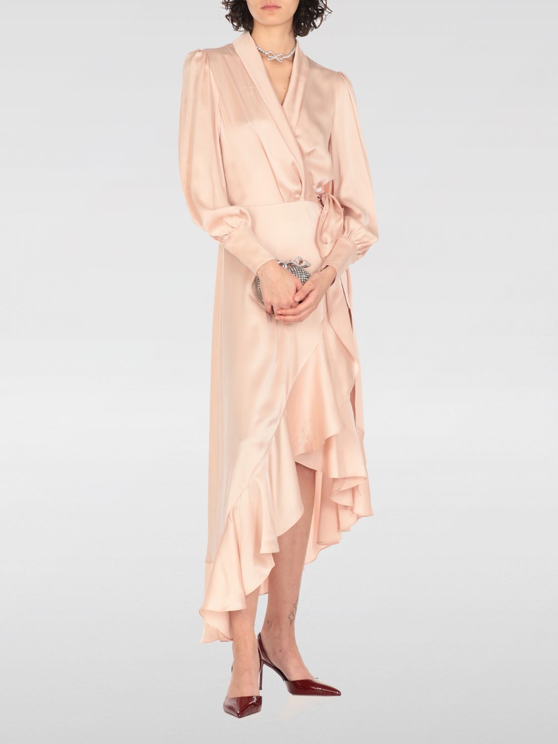 Wrap silk midi dress - Pink