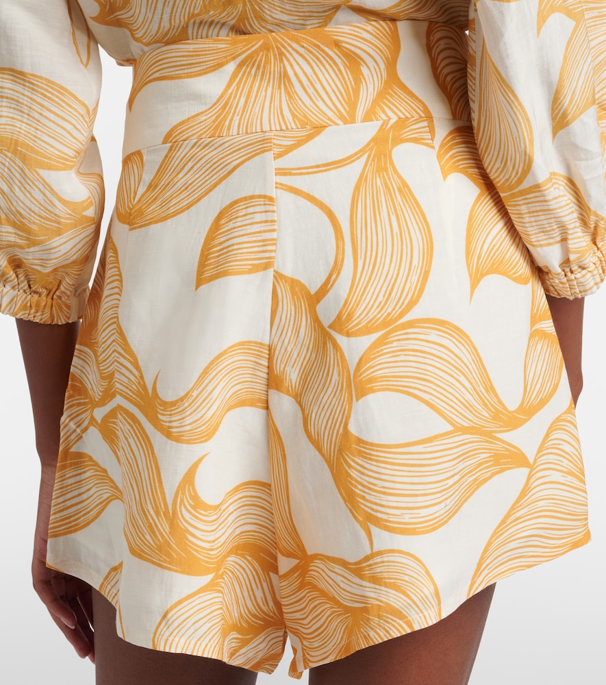 Foliage printed wide-leg shorts