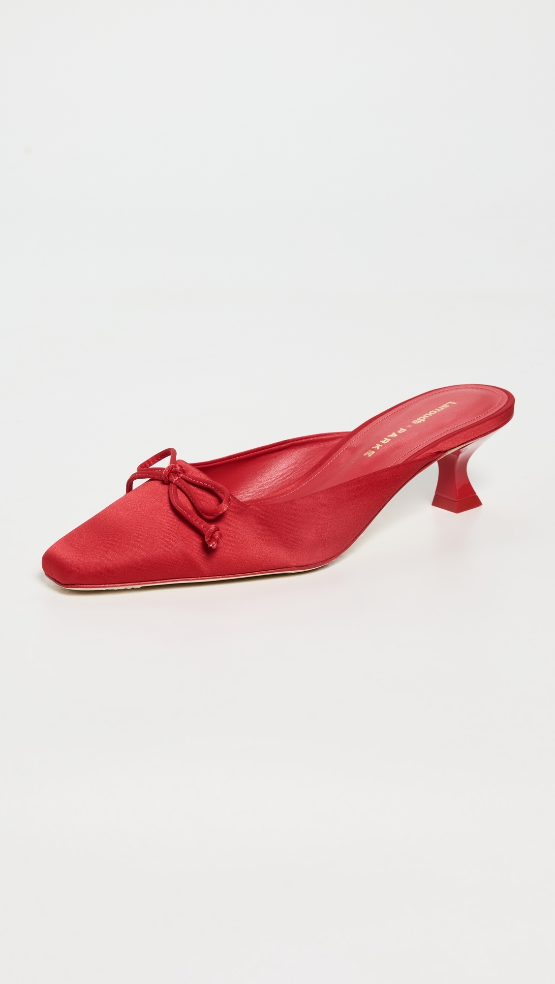 Larroude x Parke Mules Satin Cherry