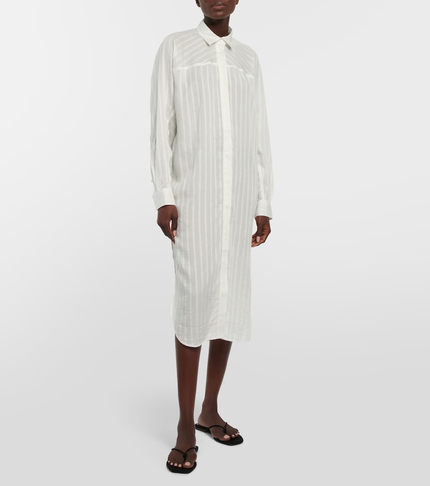 Striped jacquard shirt dress