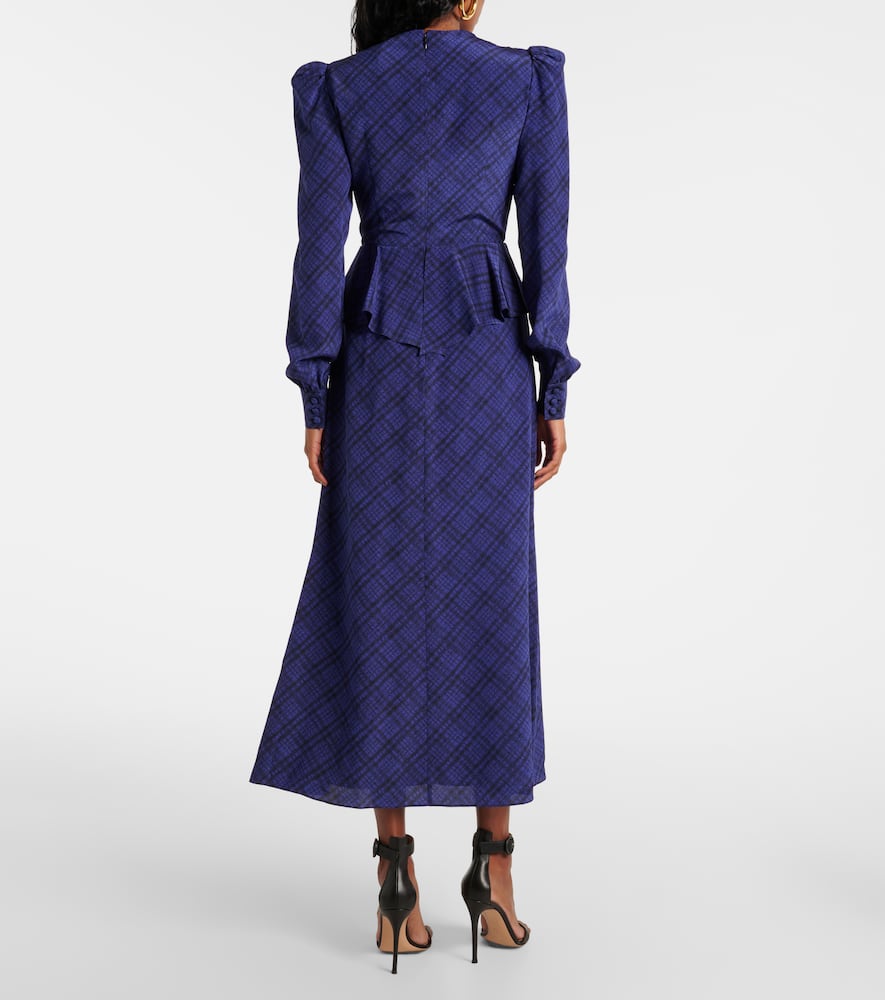 Tartan silk midi dress