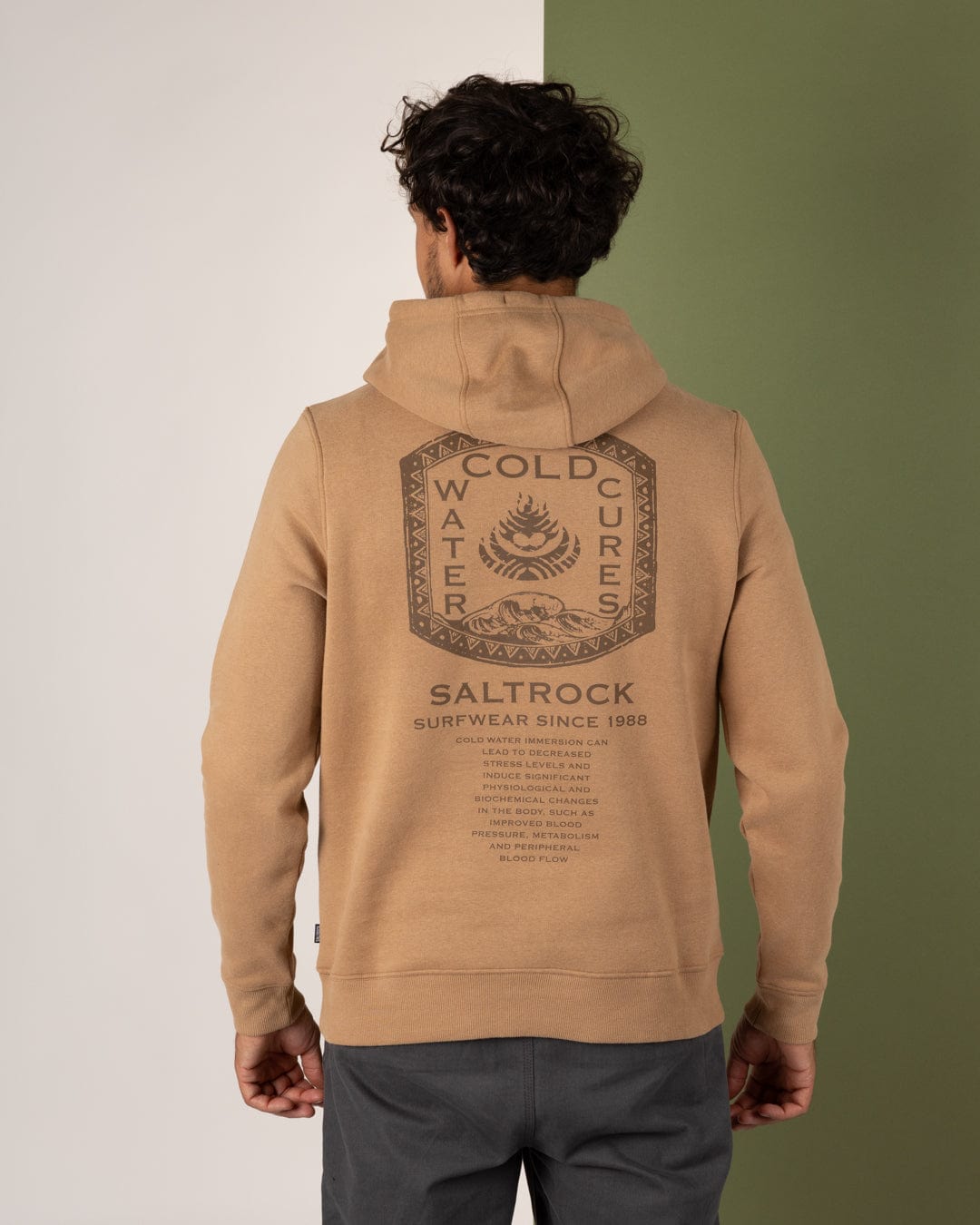 Saltrock Cold Water Cures Mens Pop Hoodie in Brown