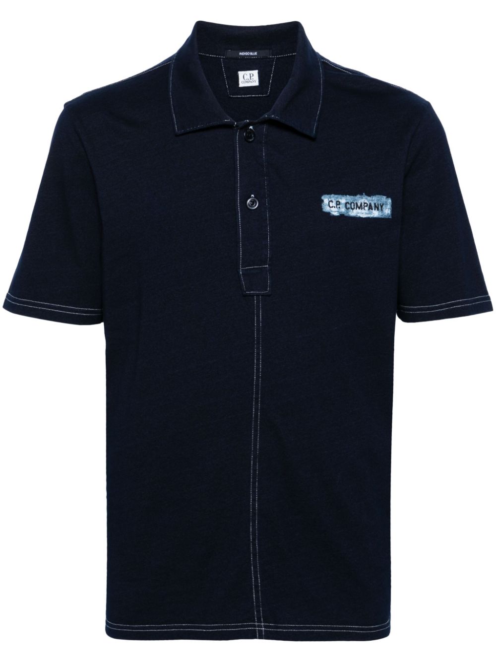 Logo-embroidered cotton polo shirt - Blue