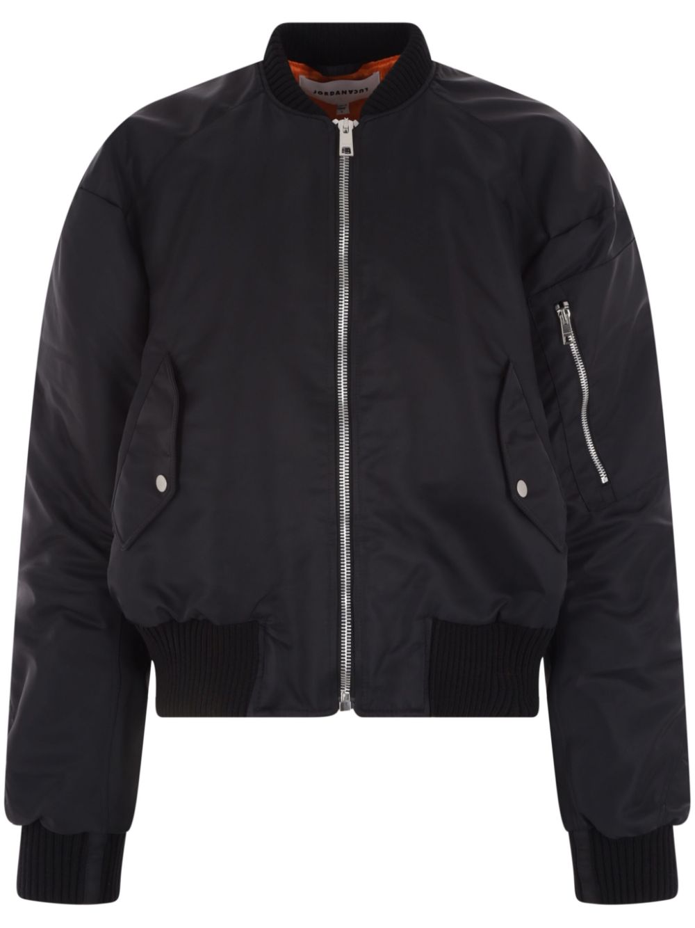 Mock-neck zip-up bomber jacket - Black