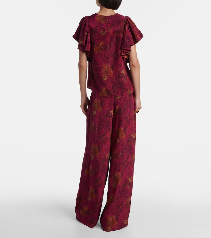 Lena floral silk crêpe de chine top