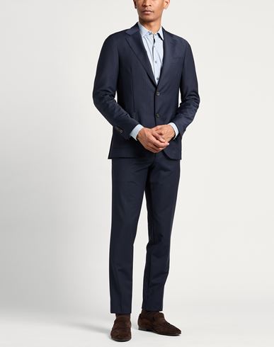 Man Suit Navy Size 44 Polyester, Wool, Elastane