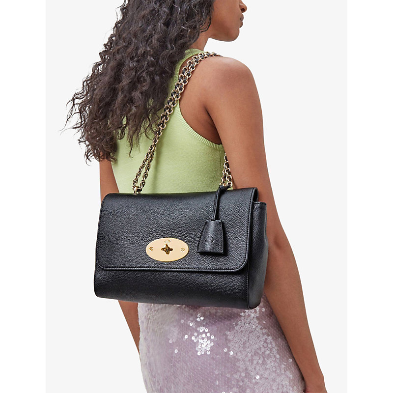 Womens Black Lily Medium Leather Shoulder bag 
