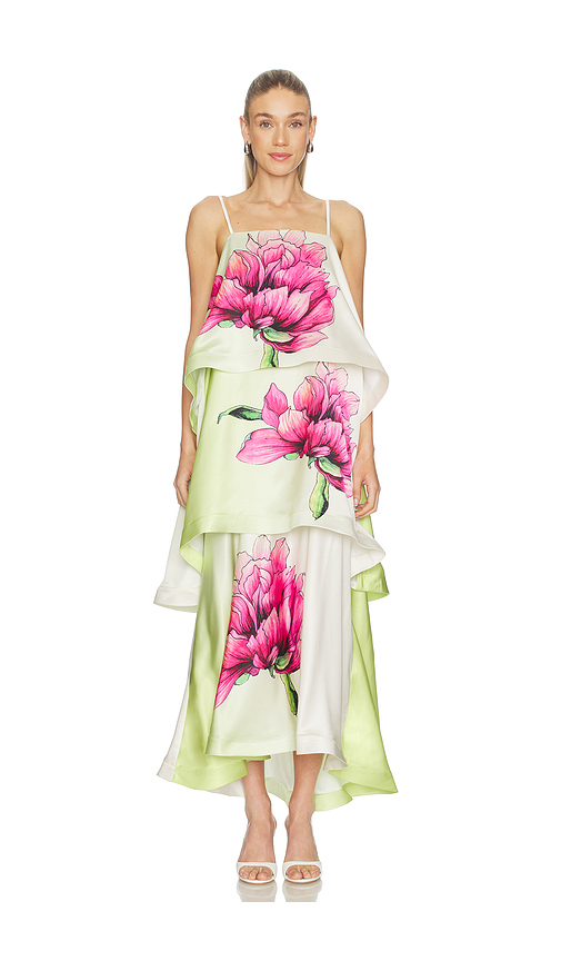 ELLIATT Elisia Tiered Gown in Green. - XL also in L, M