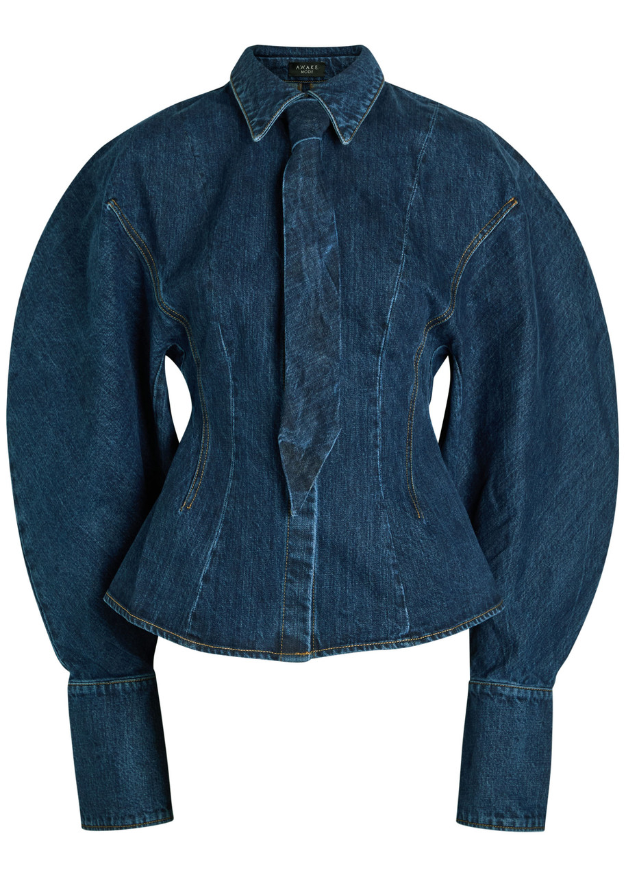 Puff-sleeve Denim Shirt