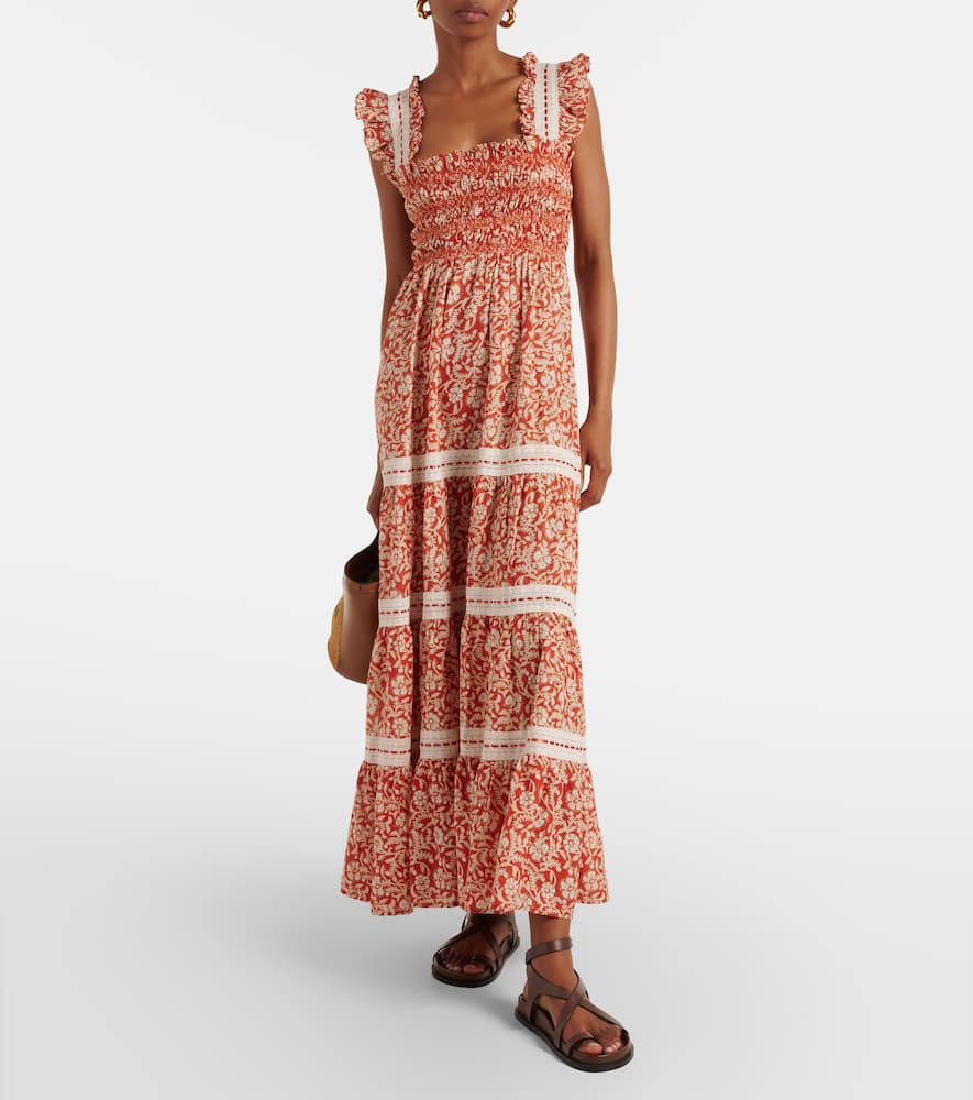Rixo Brooke floral cotton and silk midi dress