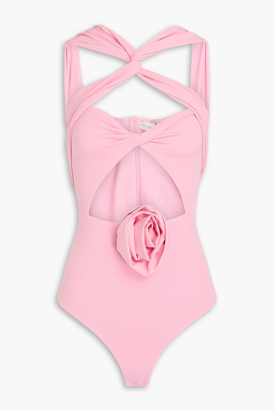 Cutout stretch-cotton bodysuit - Pink - FR 42