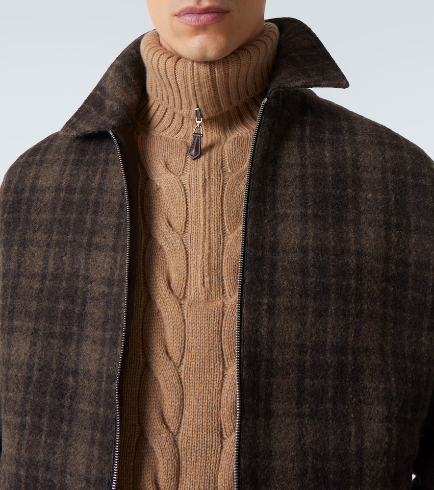 Checked virgin wool blouson jacket