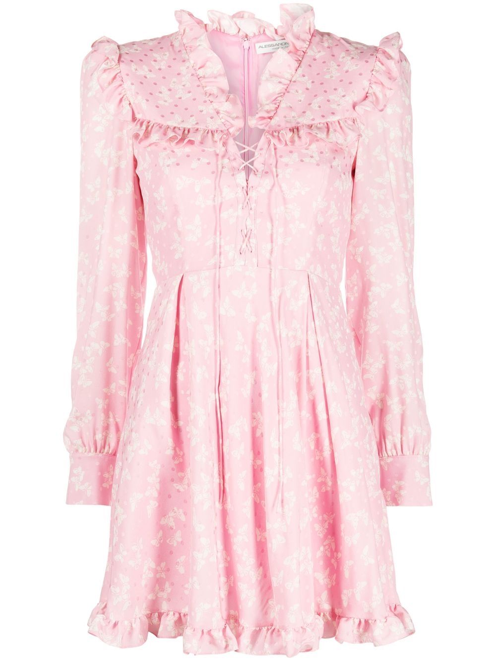 Floral-print ruffled minidress - Pink