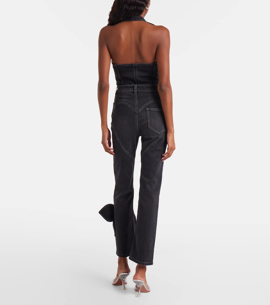 Bow-detail cropped straight jeans