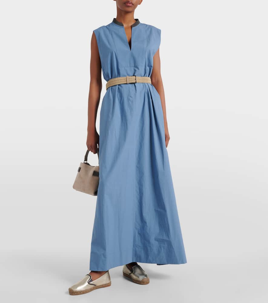 Embellished cotton poplin maxi dress