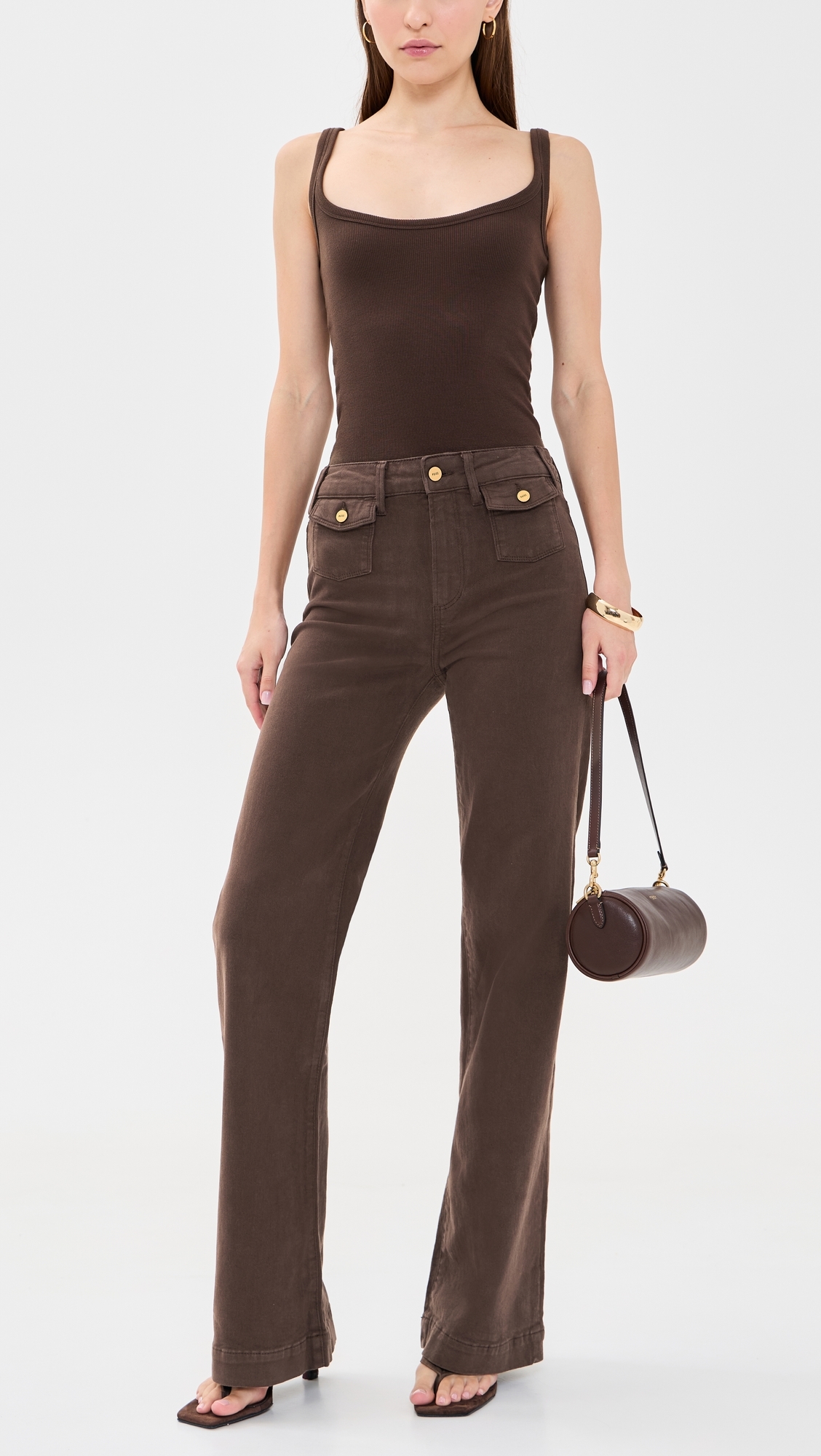 Leenah Mini Patch Pockets Jeans Rich Chocolate