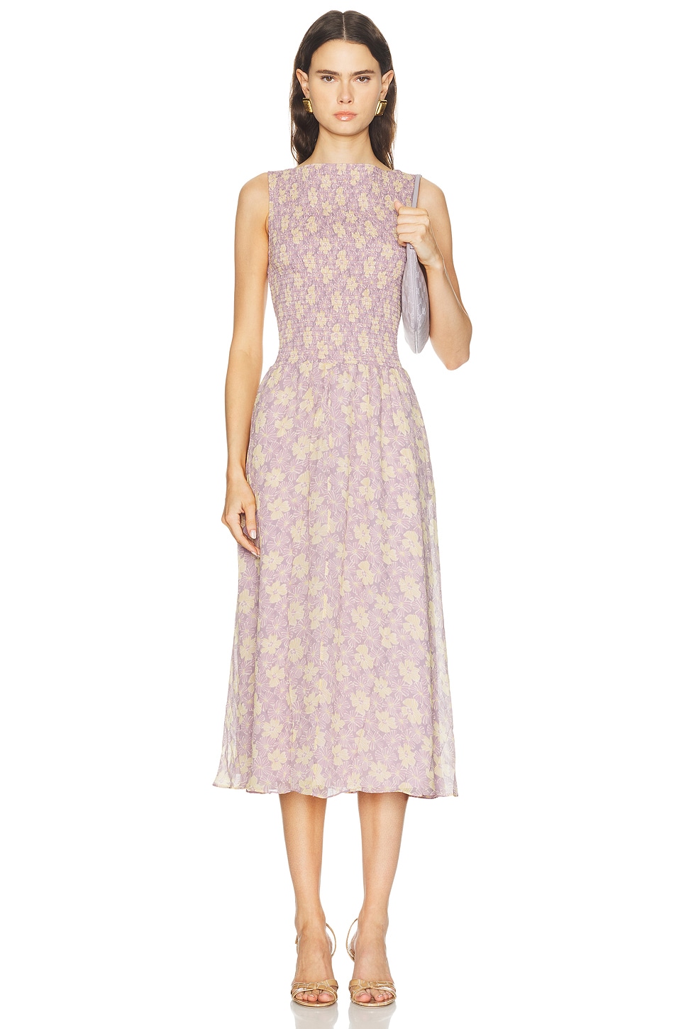 Polo Ralph Lauren Sleeveless Midi Dress in 2008 Soft Bloom Purple & Yellow - Lavender. L also in XS