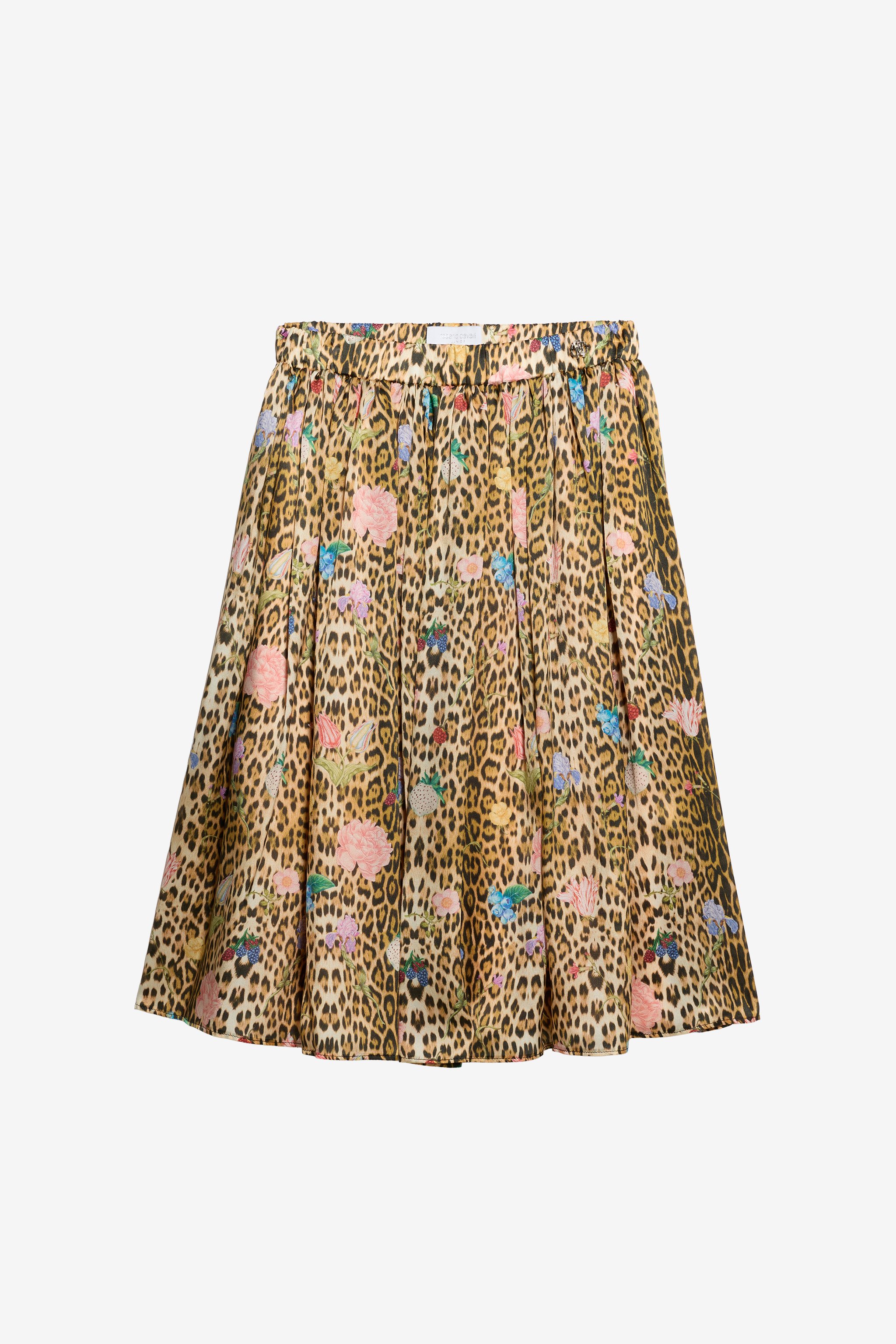 Jaguar Skin Print Silk Skirt