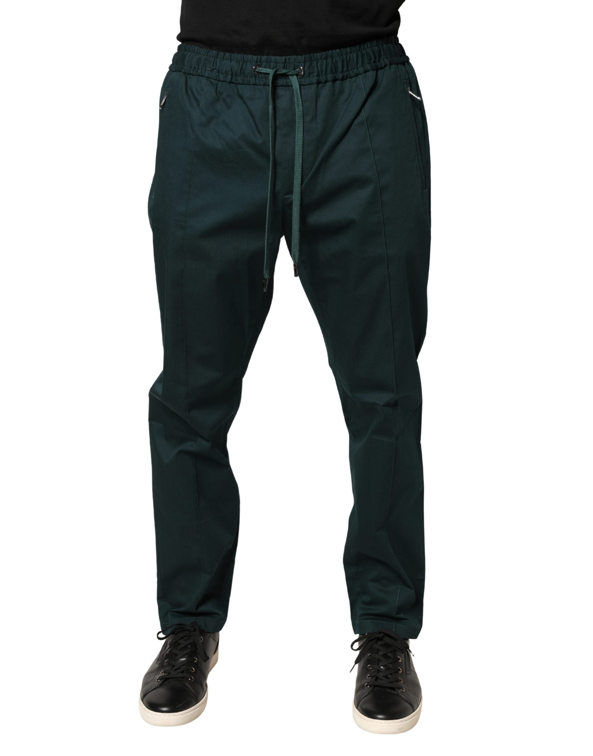 Cotton-Elastane Joggers — Green