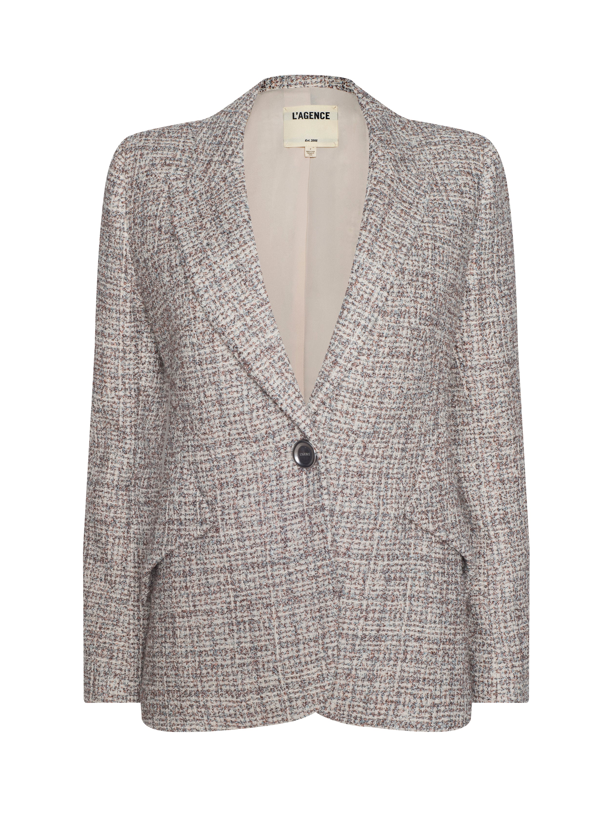Chamberlain Tweed Blazer In Dusty Blue Multi Tweed