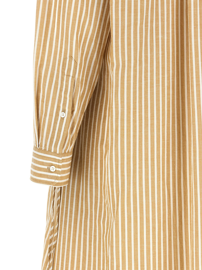 Light Brown Stripes Shirt Dress