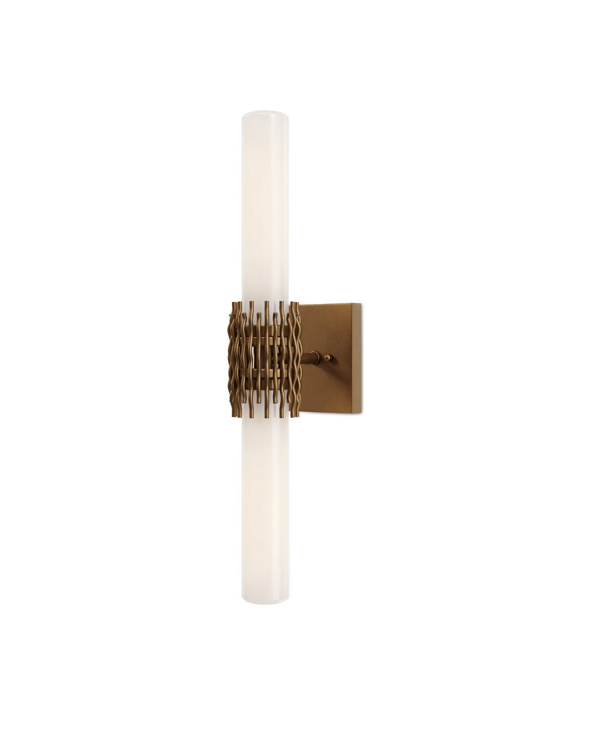 Opaque White Antique Brass Wall Sconce from the Brietta Collection
