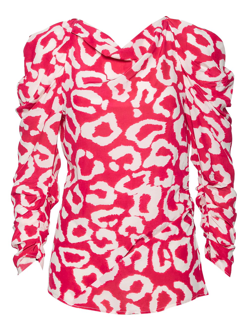 2023 puff-sleeves leopard blouse - Pink