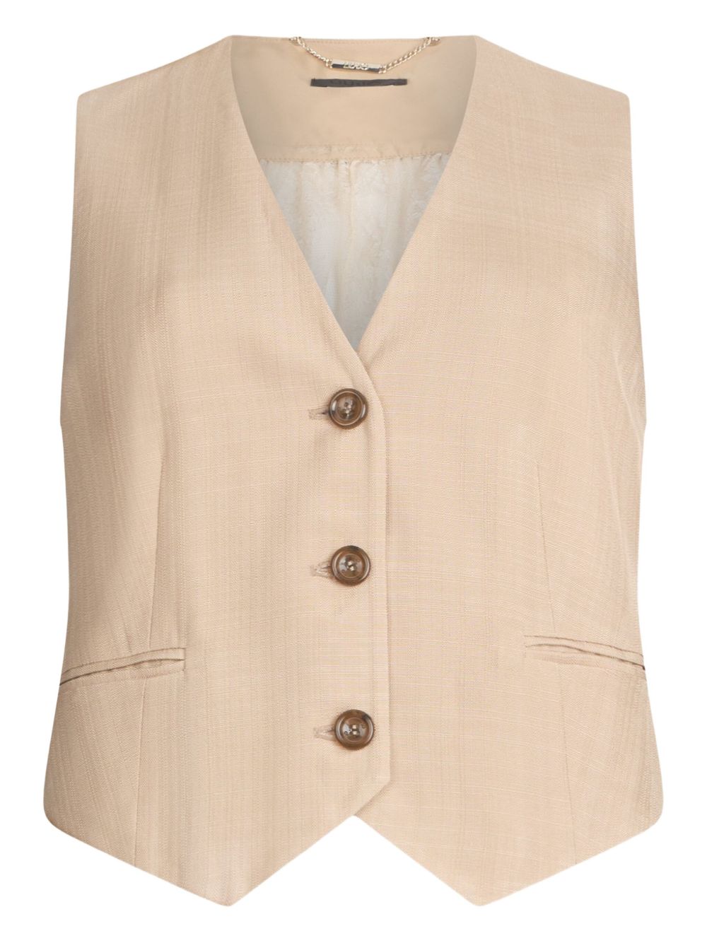 Lace-detailing gilet - Brown